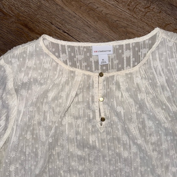 Liz Claiborne • Ivory Textured Sheer Blouse - Picture 5 of 13